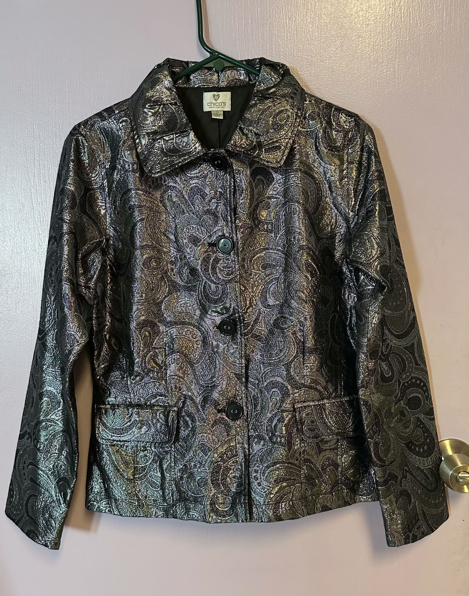Like New Chico's Metallic Blazer/Jacket Size 0