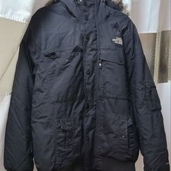 Vintage The North Face Men's Black Full Zip Down Hyvent Coat Fur Parka Size XXL