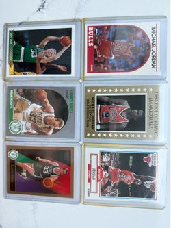 Larry Bird and Michael Jordan basketball cards including rookie card