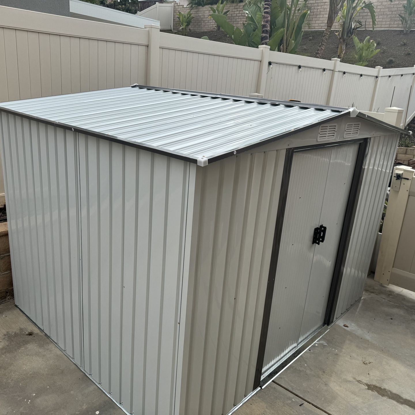 (New in box need assemble) 6’ L x 8’ W x 6.3’ H Metal Storage Shed Outdoor Garden Backyard 6x8 Storage 