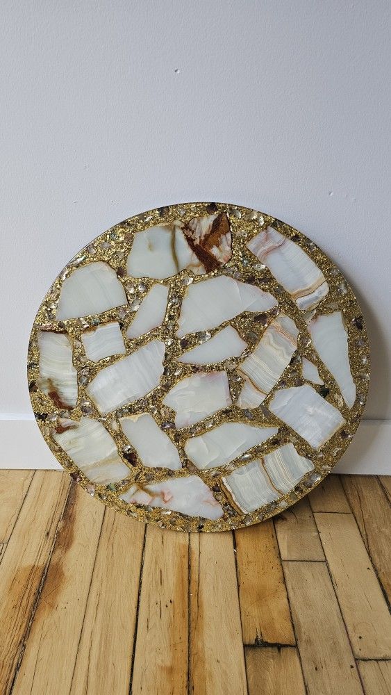 Vintage Arturo Pani Abalone, Onyx, and Gold Leaf Cocktail Table