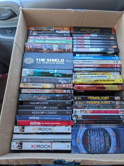 Box full of tv shows and tv series