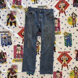 Levi's 501 Men's Jeans 34x34, Blue, Zipper Fly, Dark Wash, Straight Leg, Regular