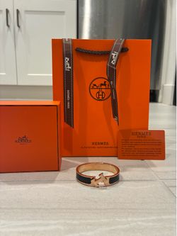 Hermès H Bracelet - Rose Gold & Black - Authentic with Box & Papers