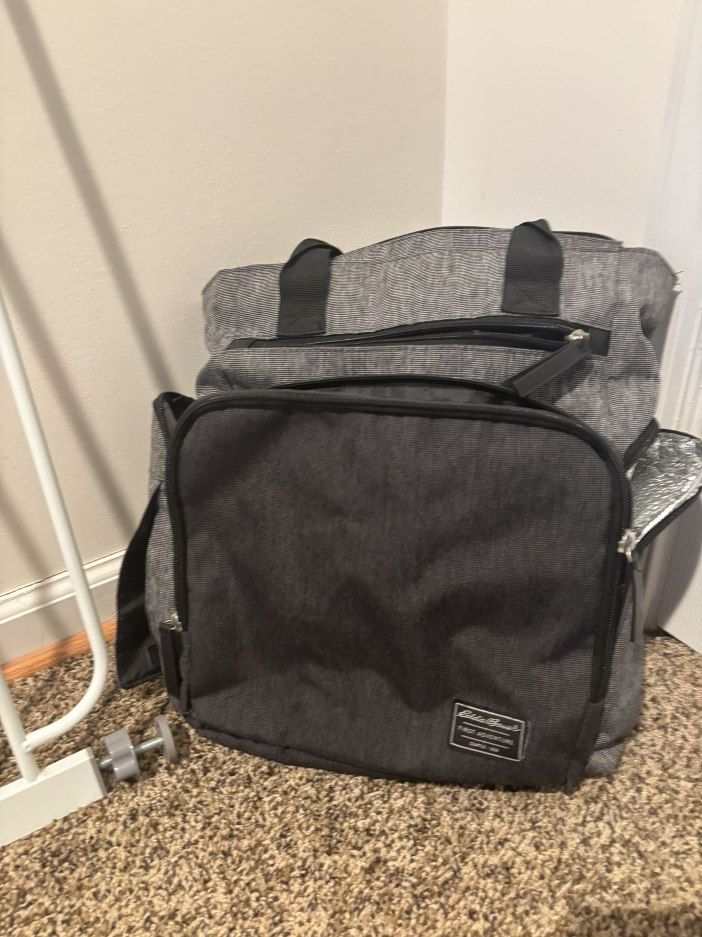 Gray and Black Eddie Bauer Backpack/Diaper Bag