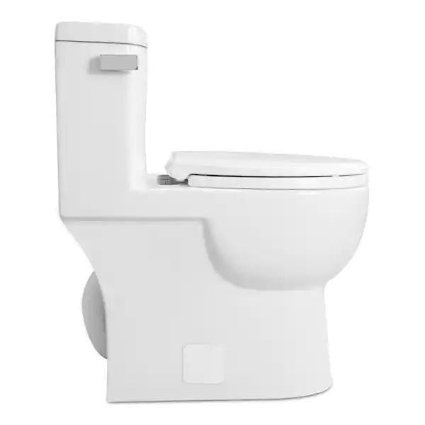 Malibu II 1-piece 1.28GPF Single Flush Round-Front Toilet in White, Seat Included Worth $600