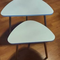 HOMFA Nesting Coffee End Tables Modern Decor Side Table for Home and Office (White, Set of 2) $35