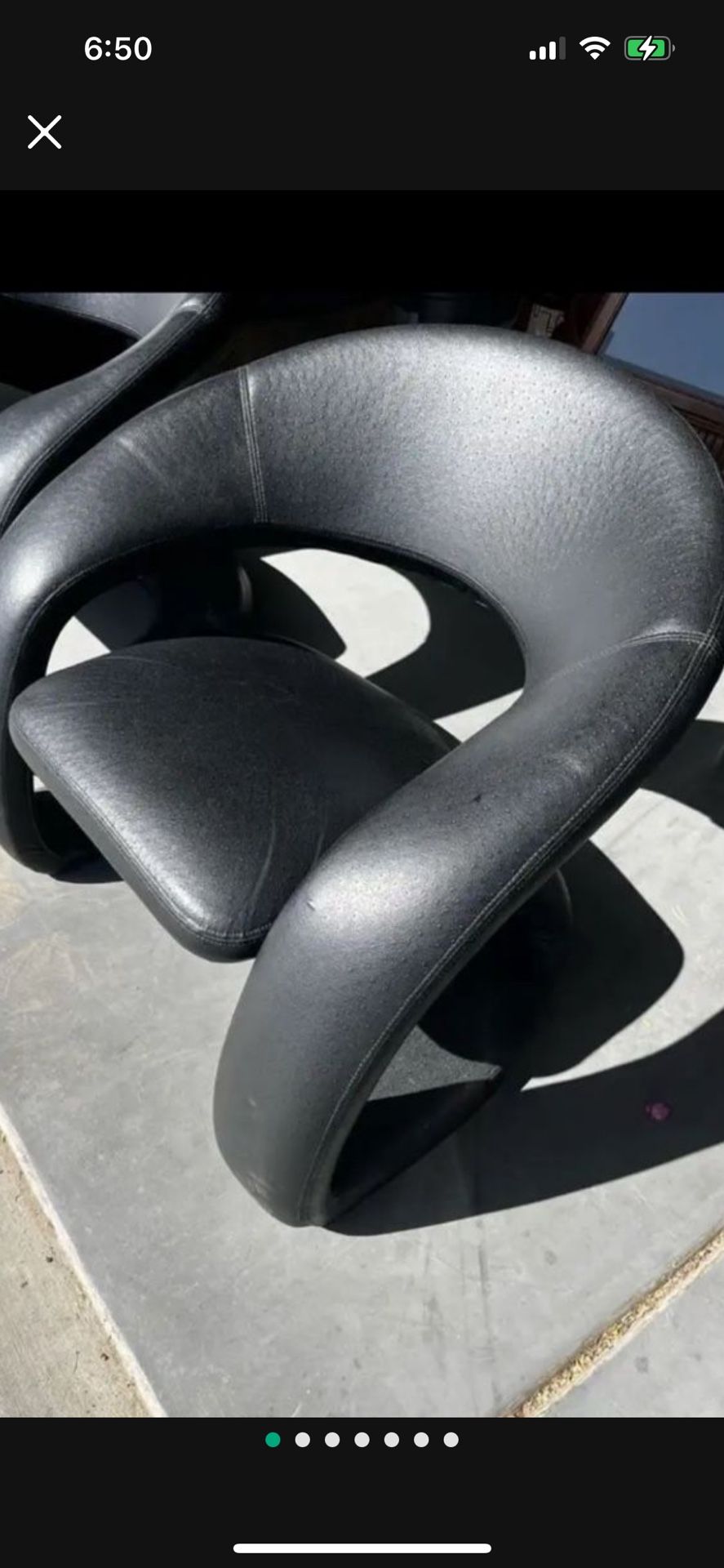 Pair Of Post Modern / Mid Century Black Ostrich Print Vinyl” Jamar Chairs Tongue”