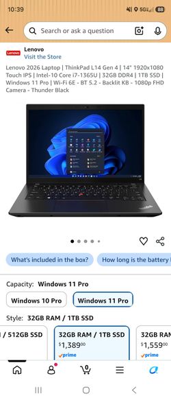 Lenovo Gen 4 laptop 32gb ram 1tb ssd