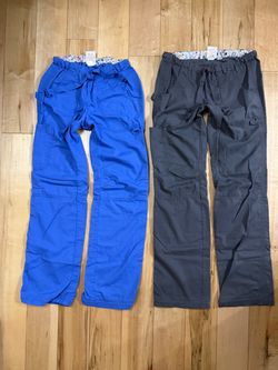 2 pairs of KOI cargo scrub pants XS TALL long blue and gray