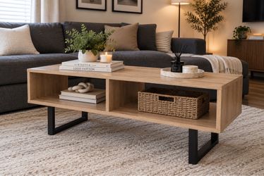 Modern Wood and Metal Coffee Table