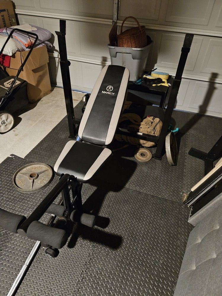 Workout Bench With Olympic Barbell