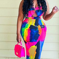Colorfully Strapless Maxi Dress