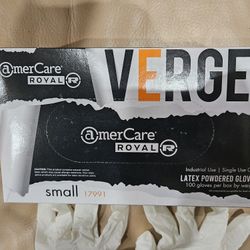 Amercare Verge 100 Count Boxes Of Small And Medium Latex Powdered Gloves Single Use Industrial Use