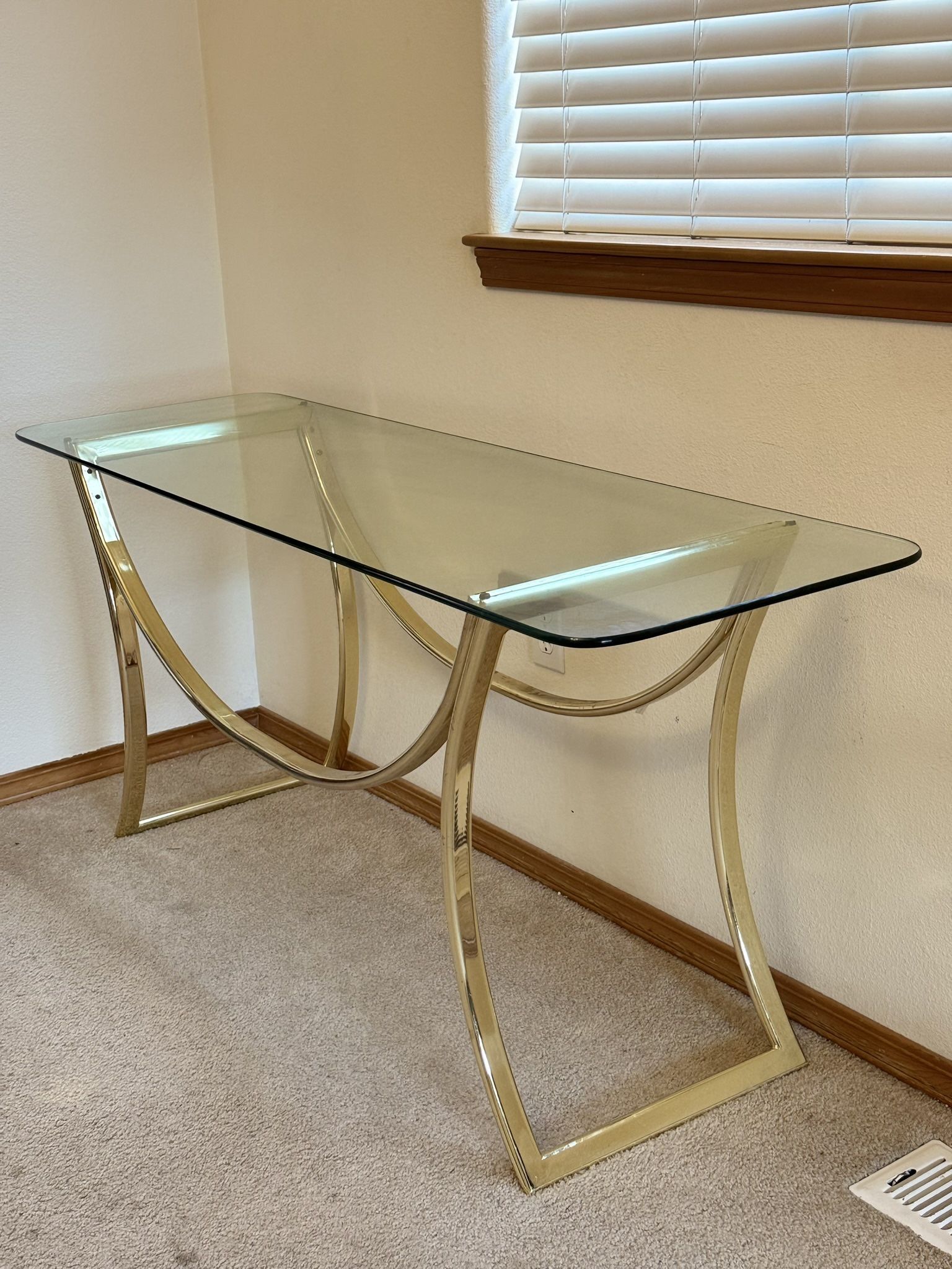 Glass & Gold Metal Console Table – Modern Entryway or Sofa Table