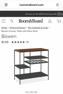 Room & Board Bowen Counter Table w/ Wine Shelf