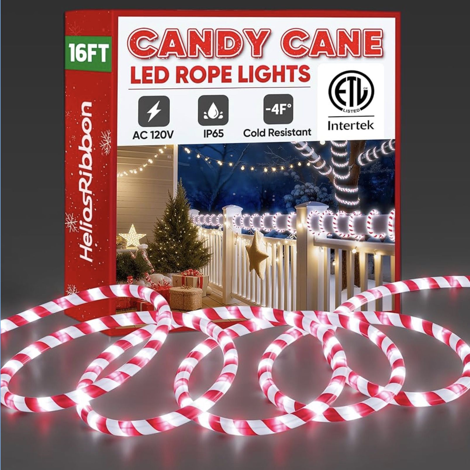 🥗16FT Candy Cane Rope Lights (UNBOXED)