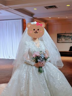 Detachable Train French Palace-Style Wedding Dress | Elegant & Sparkly