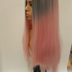 Long Pink Straight Wig