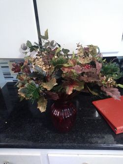 Red vase with decoration