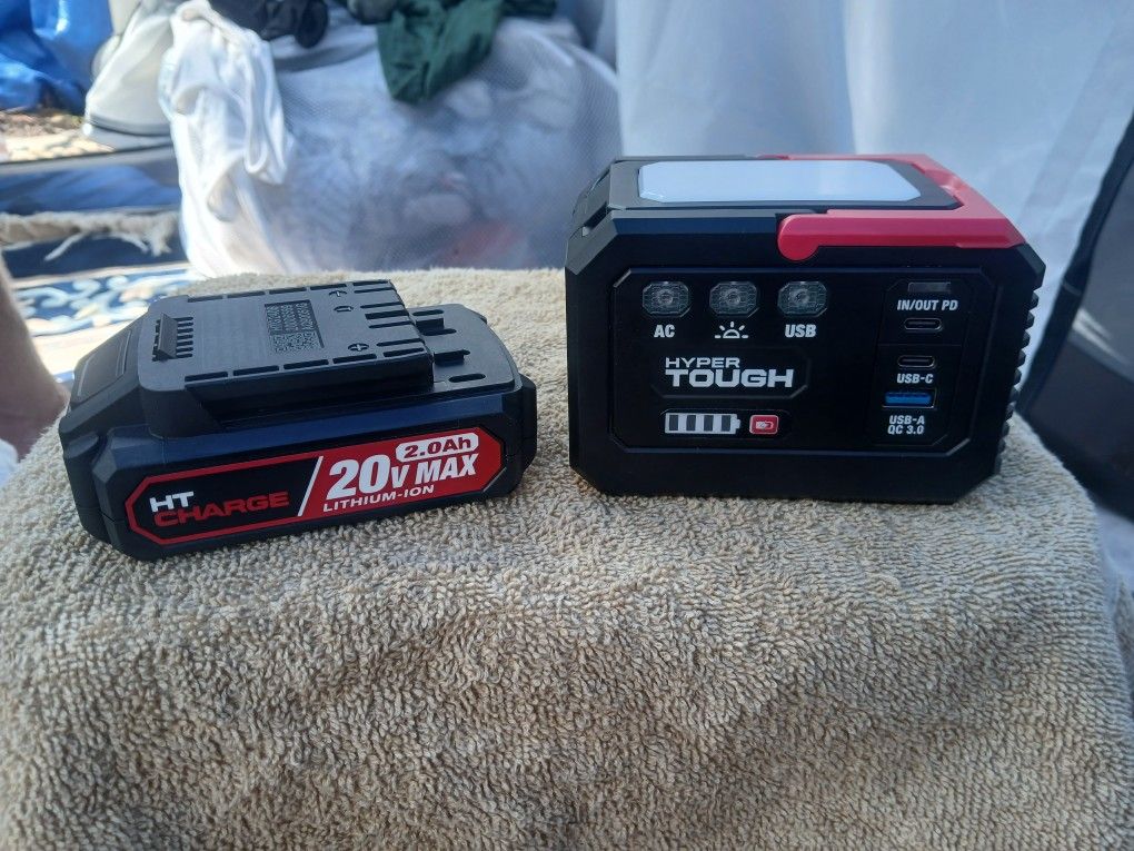 Hyper  Tough 20v Inverter And Batteries 