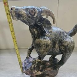 Poppy Mountain Pottery Goat Ram Sheep Statue Unique Weird Studio Santa Fe NM