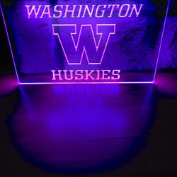 WASHINGTON HUSKIES LED NEON PURPLE LIGHT SIGN 8x12