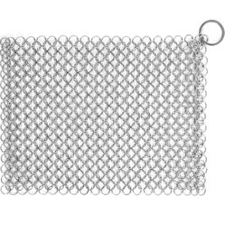 Premium Stainless Steel Cast Iron CleaneSquare Metal Scrubber, Chainmail Scrubber with Hanging Ring, Ultra-hygienic Anti-Rust Cast Iron Scrap