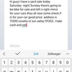 Hi Guys I Going To Have Yard Sale Today There's Going To Be Bikes And New Mirror For Cars U Come See If Is For Your Car Good Price 