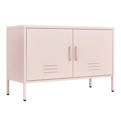Novogratz Cache Bashful Pink 2-Door Metal Locker Accent Cabinet