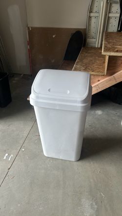 White garbage can
