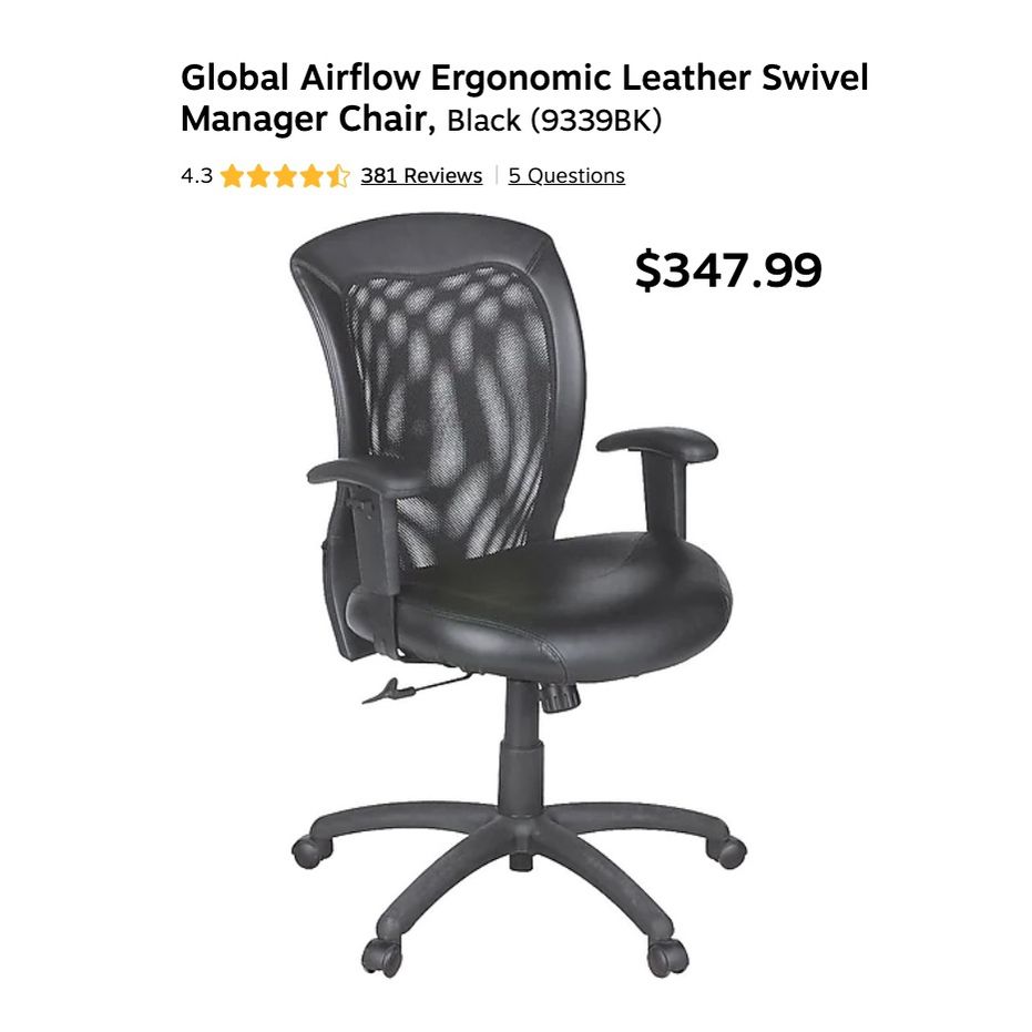 Ergonomic Leather Swivel Office Chair 