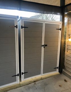Vertical Storage Shed, 4.3 ft x 5.6 ft Resin Outdoor Shed Waterproof Plastic Storage Cabinet for Garden, Backyard, Lawn, Grey
