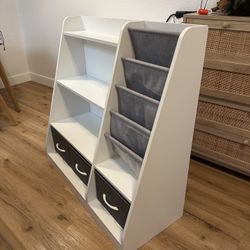 Kids Toy Storage And Book Shelf