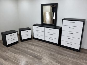 ⚫️ DRESSER WITH MIRROR, CHEST AND TWO NIGHSTANDS ⚪️