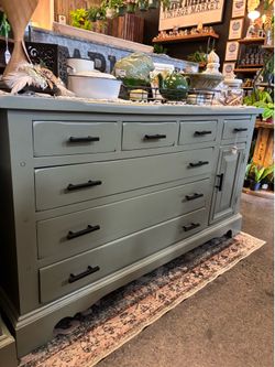 Newly Refinished Sage Green 7 Drawer Dresser