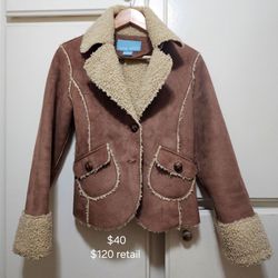 Nine West women’s faux-suede shearling/penny lane style jacket (XS)