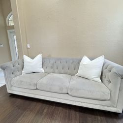 Modern Grey Velvet Couch