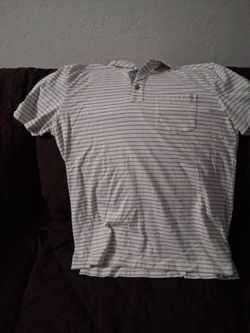 Mens polo shirt L $3 with blue stripes