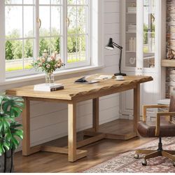 Office Computer Desk,  with Solid Wood Legs  for Work Study, Modern Simple Executive Desk Workstation Office (Walnut) Y-69