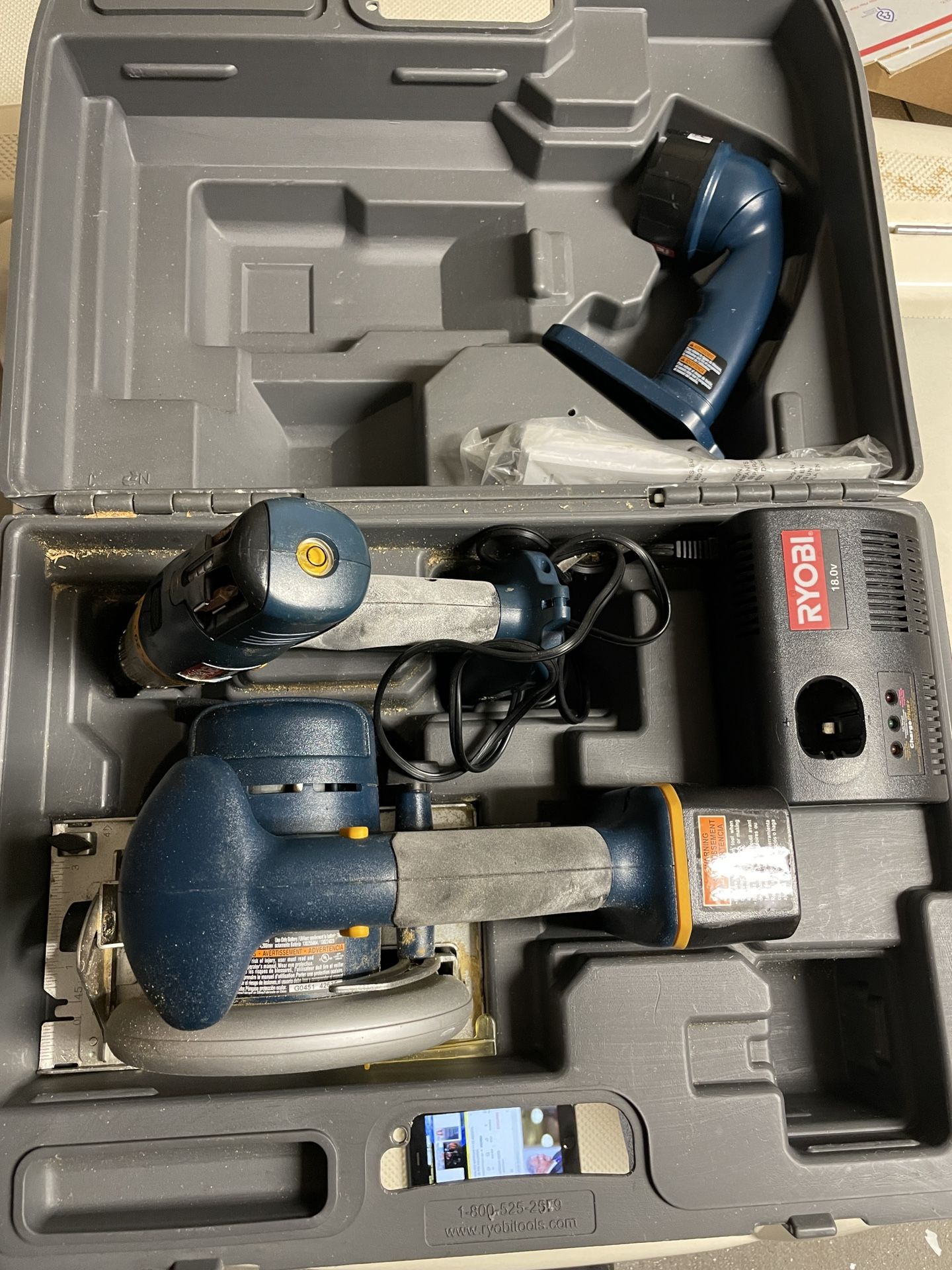 Ryobi 3 Piece Set Saw Drill Flashlight Case+ Batteries