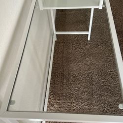 White Glass Top Laptop Desk Vanity Console Table Furniture *Pick up only!