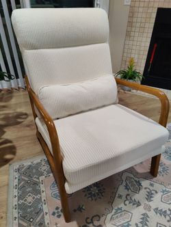 High-Back Accent Chair with Wood Frame