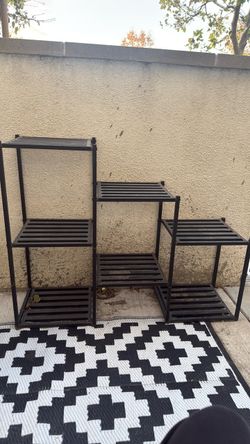 Plant Stand Indoor Outdoor, Heavy Duty Metal Waterproof 7 Tiered Plant Shelf for Multiple Flower Planter Holder Tall Large Rack, Black
