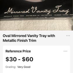 Oval Mirrored Vanity Tray With Metallic Finish Trim