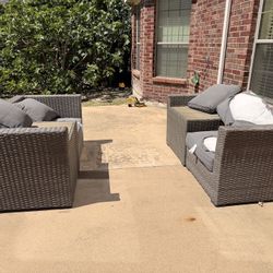 Got this set three years ago from Nerbraska always in the backyard no cover the pillows covers are gone. You can name your price not reply for availab