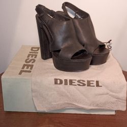 Diesel Black Chunky Platform Heels | Size 7.5