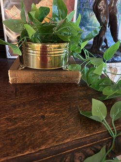 Gold metal footed planter made in Holland home decor
