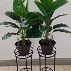 *** NEW LOW PRICE ***  32" Faux Potted Plants w Obsidian Stone / Lavender in 9" Planters @ Lasting Creations