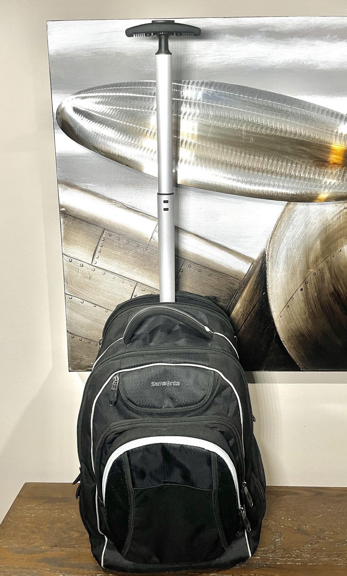 Samsonite Black Rolling Wheeled Backpack Luggage Travel 21x14x11
